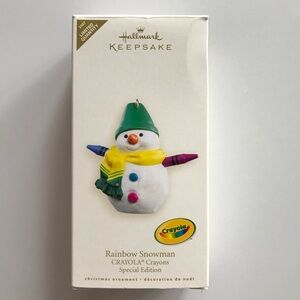 Hallmark Keepsake Rainbow Snowman Ornament Crayola Crayons Special Edition 2007